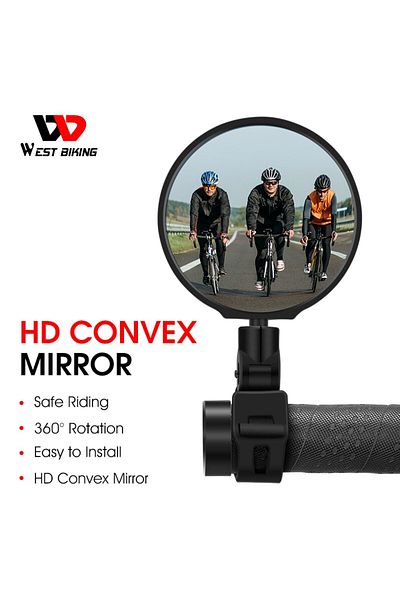 West Biking 1 Pc Universal Bike Rearview Mirror 360 Degree Adjustable Rear View Mirror Cycling Acces