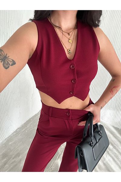 sportiness Crepe Vest and Trousers Set
