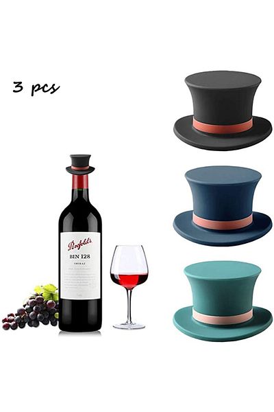 Choice Mix 3 Pcs Creative Hat Shape Silicone Wine Bottle Stoppers Leak Wine Bottle Cap Fresh Keeping Sealer
