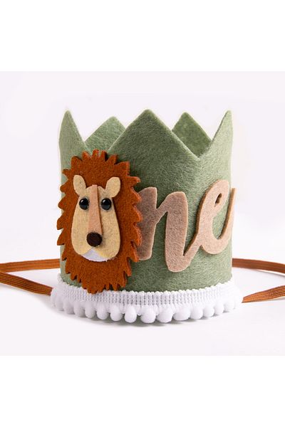 Choice Style C Jungle Safari Animal Lion One 1 Year Birthday Crown Headband Hat Happy Birthday Party Decor