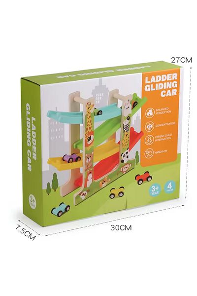 Choice ألعاب سيارات خشبية من أربع طبقات من Animal Kids بتصميم مسار القصور الذاتي من Montessori بموضوعات الحيوانات وحركة المرور