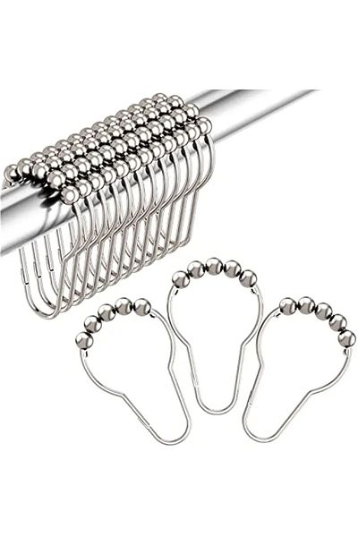 Choice 12pcs 12pcs Rust-proof Stainless Steel Shower Curtain Hooks - Durable And Easy To Install For Bathro