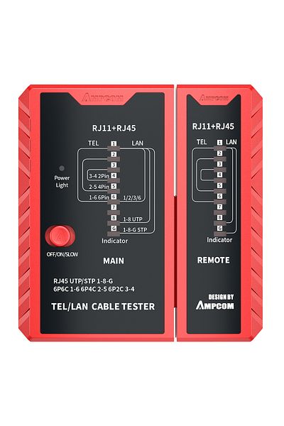 Choice Red Ampcom Network Cable Tester, Lan Phone Wire Tester Tool Networking Tool Ethernet Repair For Rj45