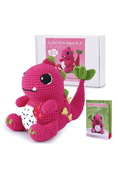 Choice مجموعة حياكة كروشيه على شكل ديناصور من بودور، من النوع الأول، بخيوط قطنية وخطافات كروشيه لصنع الدمى