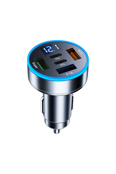 Choice شاحن سيارة أسود من UYUXIO 5 في 1 محول شاحن هاتف سيارة USB مع شاشة عرض ...