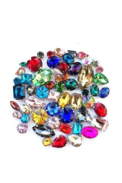 Choice Mix silver setting 50pcs Strass Mix Size and Shapes Colors Fancy Cryst...