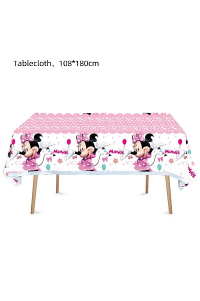 Choice 1pcs Pink Tablecloth Disney Mickey Mouse Series Cake Insertion Balloon Disposable Tableware Used For