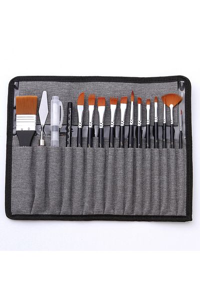 Bisofice 18pcs 18pcs Artist Paint Brushes Set Bag Pack With Scraper Watercolor Brush Pen Nylon Hair Delicate