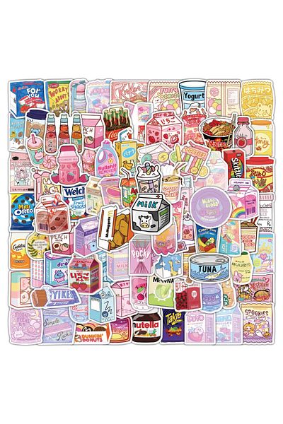 Choice 100pcs 100pcs Cartoon Snack Food Stickers Packaging Waterproof Laptop Phone Bike Refrigerator Scrapb