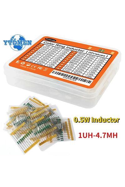 YTDMEN 200pcs 1/2W Color Ring Inductor Assortment Set 0.5W 1UH-4.7MH 20values*10pcs Inductors Assorted K...