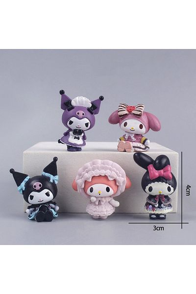 Choice 5pcs New 5pcs/set Mini Figuren Doll 3cm Hello Kitty Kuromi Melody Cake Decoration Model Desktop Toy