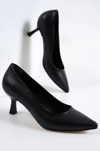 MERCEDES Goblet Heel Stiletto Comfortable Stylish and Thin Work Shoes Black 8.5 cm