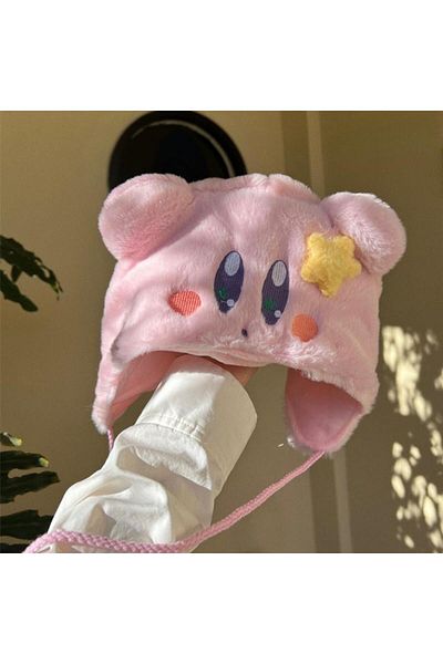 Choice Kawaii Kirby Plush Hat Cartoon Pink Winter Thickening Keep Warm Hat Cute Student Ear Protection D...