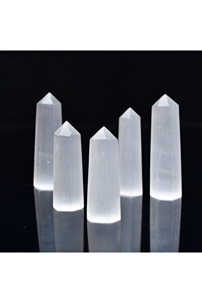 Choice1 Natural Crystal Selenite Quartz Crystal Point Healing Stone Hexagonal Prisms 50-80mm Obelisk Wand...