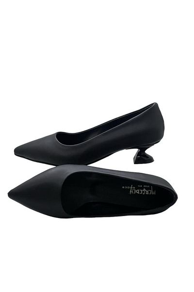 MERCEDES Women's Black Matte Short V Heel Stiletto