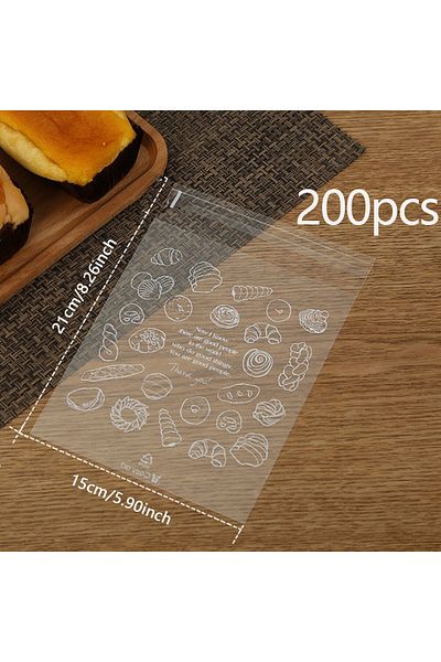 Choice Other Other English -200pcs 100pcs /200psc- Printed Pastry Bread Self Sealing Bag