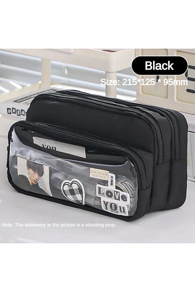 Choice Black New Transparent Pencil Case Large Capacity Simple Pencil Case Multifunctional Student Statione
