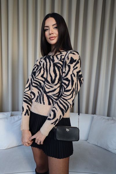 Tuba Butik Zebra Patterned Knitwear Women's Sweater