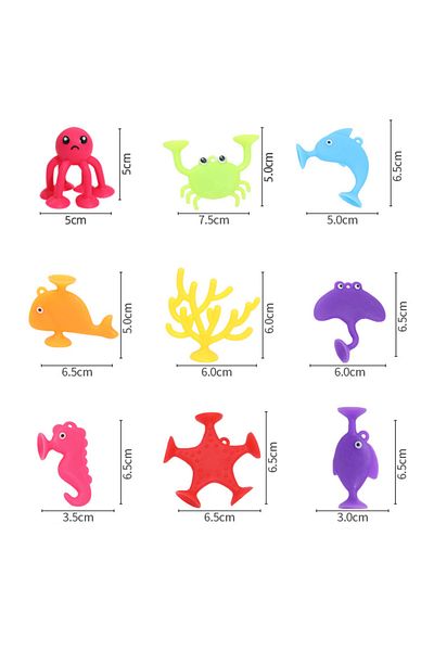 Choice 500981 Animal Suction Cup Toy Silicone Building Block Suction Bath Toy Sensory Fidget Sucker Toy Con