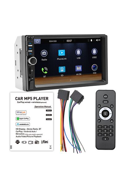 Choice F7018c 2 Din Bqcc 7" 2din/1 Din Mp5 Car Player Mirrorlink Wired Android Auto/carplay Bt Aux Colorfu