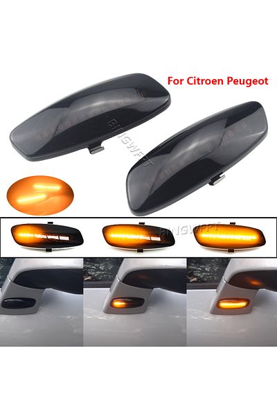 Choice مصباح إشارة الانعطاف الجانبي الديناميكي باللون الأسود مكون من قطعتين لسيارة Citroen C4 Picasso C3