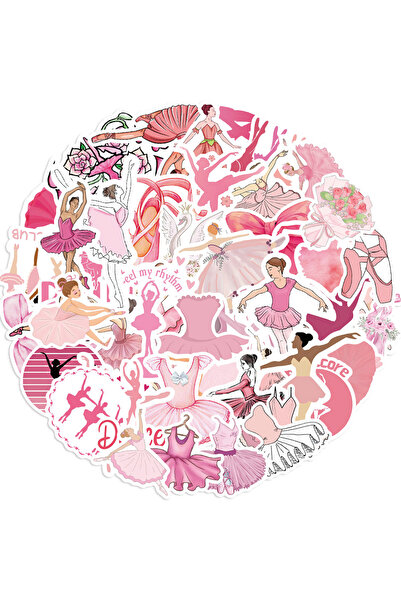 Choice 50 قطعة من ملصقات جرافيتي كرتونية وردية على شكل باليه، يمكنك صنعها بنف...