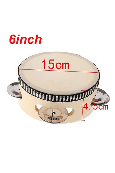 Choice 6inch 4inch 6inch Hand Held Drum Tambourine Drum Metal Jingles Percussion Musical Instrument For Ktv