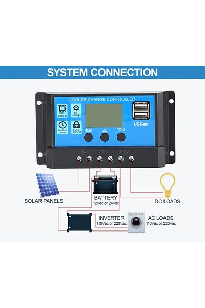 Choice 30a Solar Charge Controller 12v/24v Pwm 10a 30a 60a With Adjustable Lcd Display Timer Setting Eesba