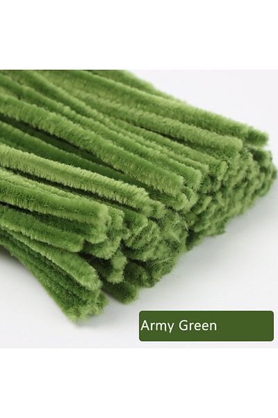 Choice Army Green 100 Pieces Pipe Cleaners Chenille Stem, Green Color Pipe Cleaners Set For Pipe Cleaners D