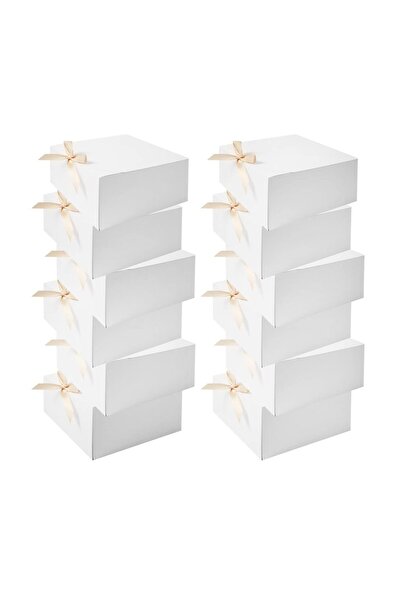 Choice علب هدايا بيضاء أخرى مقاس 10×20×20 سم، 10 قطع، مع أغطية، علب هدايا بيض...