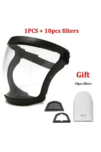 Choice Black With Filters Full Face Shield Mask Transparent Head Eye Safety Protective Cover Glasses Screen