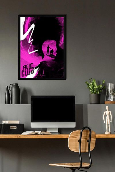 Saturn Fight Club Framed Painting - Fight Club Movie Poster Painting