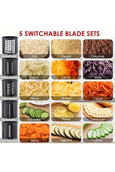 Choice Slicer Shredder Attachment for KitchenAid Stand Mixer with 5 Blades