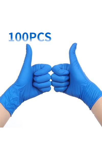 Choice M 100PCS 50/100PCS Blue Nitrile Gloves for Hairdressing Manicure Washing Cars Waterproof Dishwashing