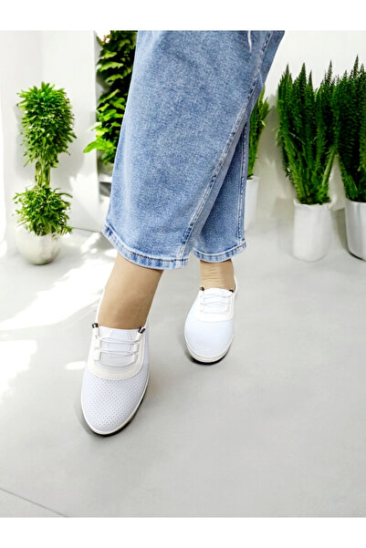 GokceKundura06 Women's Non-Slip Sole Elastic Perforated Sports Ballerina Shoes