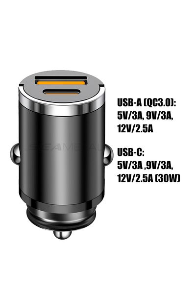 SEAMETAL Qc3.0-30w Pd 100w Hidden Car Usb Charger Super Charge Dual Usb Port Cigarette Lighter Adapt