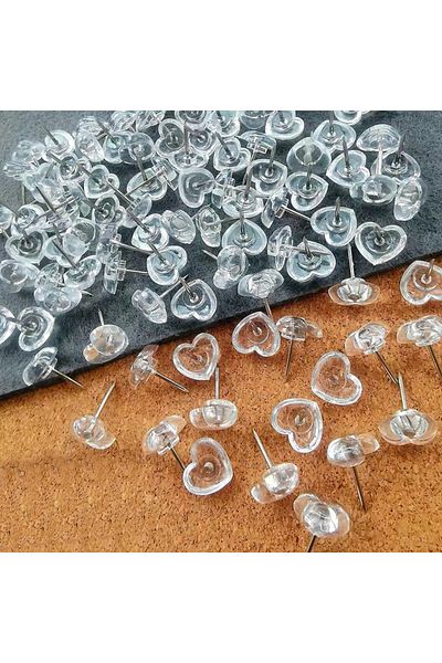 Choice 100 pcs Transparent love heart push pins thumbtacks peach heart I-beam nails painting push pins w...