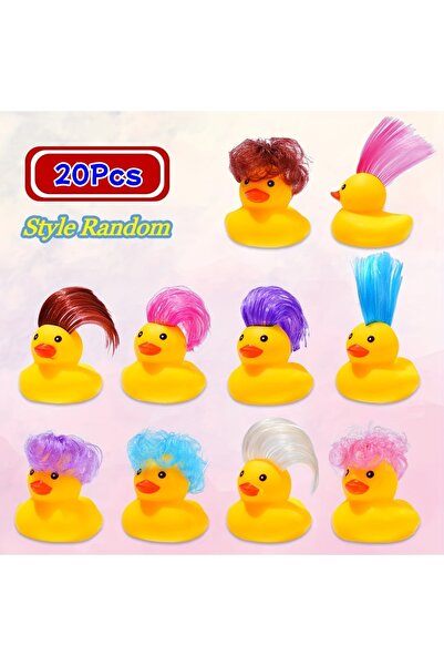 Choice 20 قطعة من ألعاب الاستحمام على شكل بط مطاطي مع شعر مستعار، ألعاب استحم...