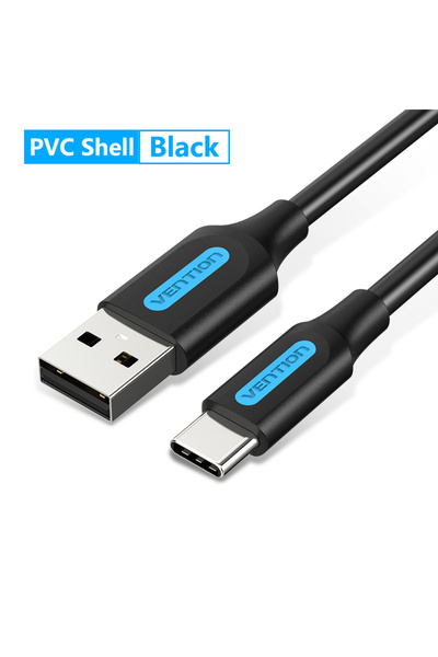 Choice كابل USB C من Vention أسود من مادة PVC بطول 2 متر، كابل من النوع C، كا...