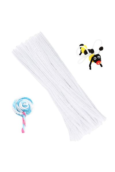 Choice White Fenrry 100pcs Pipe Cleaners Chenille Stem Solid Color Pipe Cleaners Set For Pipe Cleaners Diy