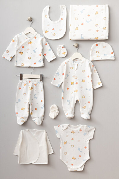 Bebitof Ormanın Sevimli Canlıları Desenli 10 Parça Kutulu Yenidoğan Hastane Ç...