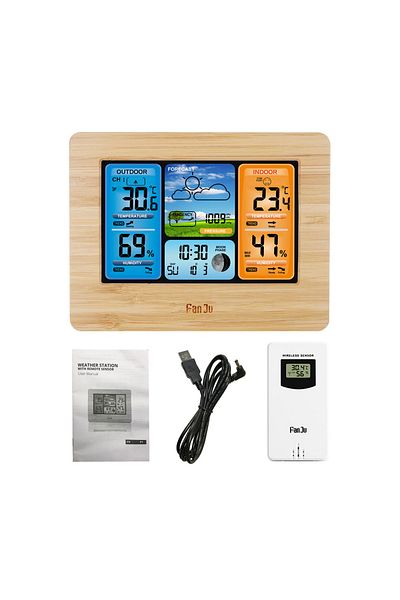 Choice Wood Digital Weather Station Clock Indoor Outdoor Weather Forecast Barometer Thermometer Hygrometer