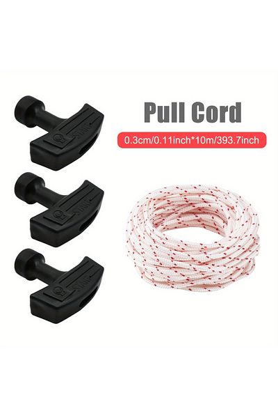 LUSQI 10m-3handle Recoil Starter Rope 10m*3mm Pull Rope With 0/1/2/3 Starter Handles For Gasoline La