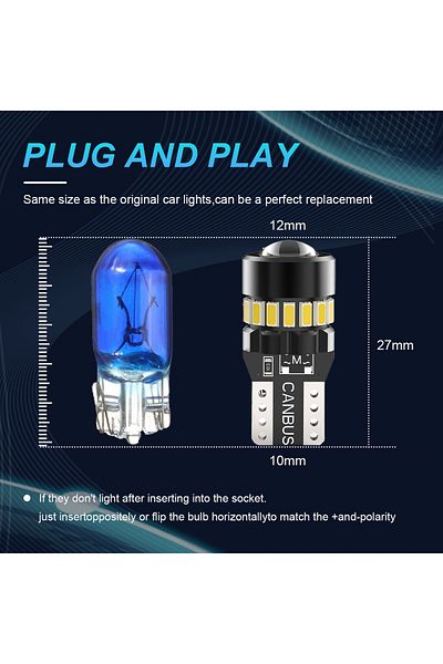NLpearl White 2pcs T10 W5w Led Canbus No Error 194 168 Bulb Car Side Interior Lights 3030 Smd Bmw Au