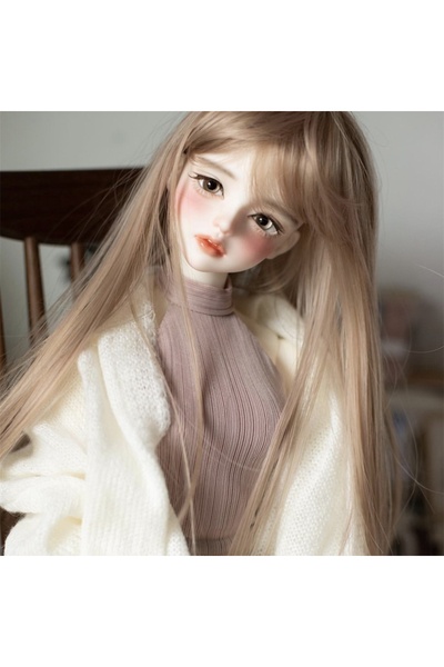 Choice 6 نقاط 13 1/6 إكسسوارات شعر مستعار Bjd لدمية شعر طويل ذهبي فاتح مع غرة...