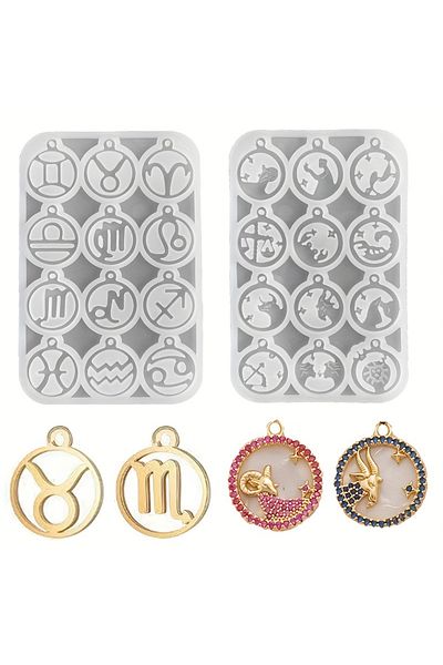 Choice 12 Constellation Necklace Bracelet Pendant Pendant Resin Mold DIY Epoxy Silicone Mold Jewelry Mak...