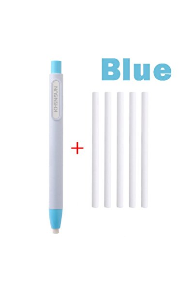 Choice مجموعة من 6 قطع باللون الأزرق، 6 قطع/مجموعة، شكل قلم، نوع الضغط، ممحاة قلم رصاص أساسية قابلة للاستبدال، رسم تخطيطي، رسم مدرسي