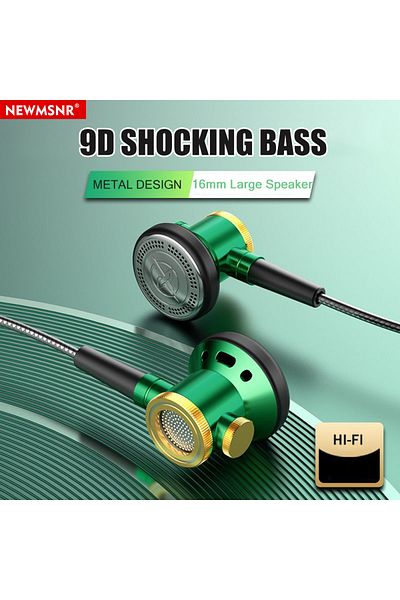 Choice سماعات أذن معدنية D08 HiFi مقاس 3.5 مم برأس مسطح مع ميكروفون سلكي وصوت واضح وباس ...