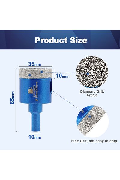 Choice Triangle Shank 1pc Dia 35mm Brschnitt-diamond Drill Bit For Glass Drilling, Ceramics Drill Tiles Mar