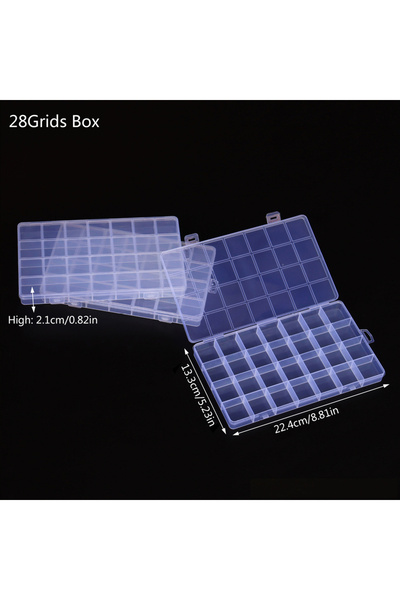 Choice صندوق منظم بلاستيكي شفاف مكون من 28 شبكة و15/24/28 شبكة لتخزين الخرز و...